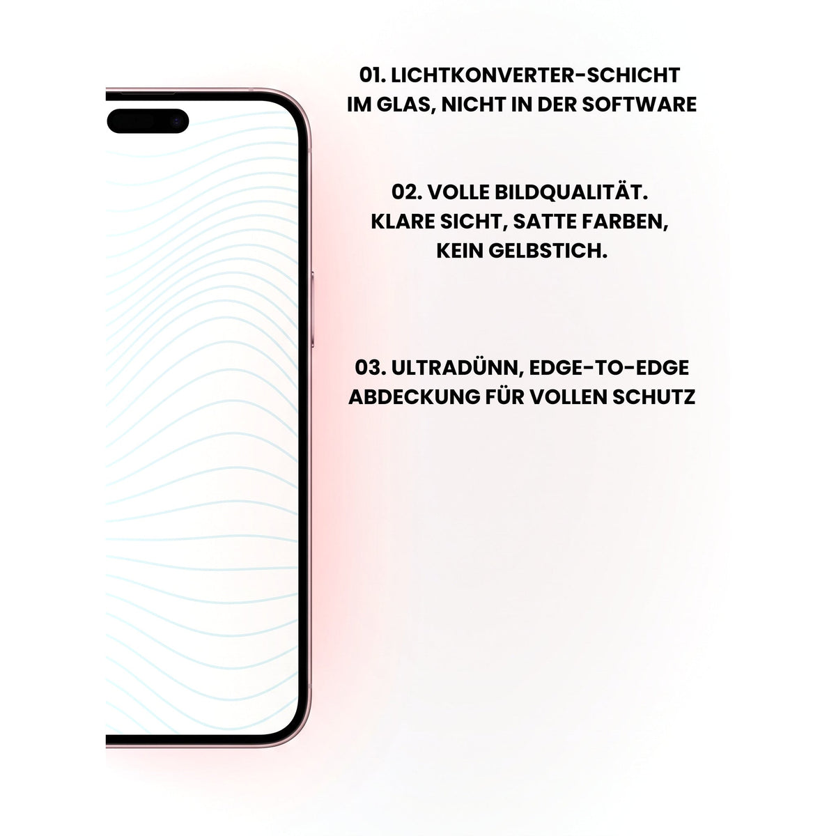 Drei Merkmale des Red-Light Filters: Lichtkonverter-Schicht, volle Bildqualitaet, Edge-to-Edge